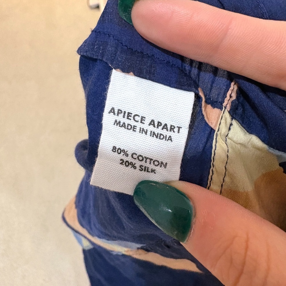 APiece Apart Blue Printed Tie-Neck Blouse Small - Picture 7 of 7